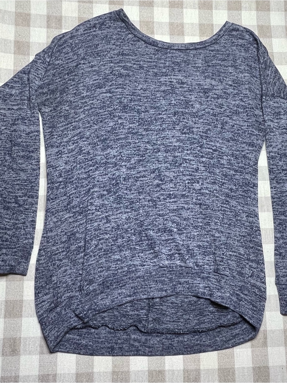 Ladies Heather Navy Long Sleeve Pullover Sweater